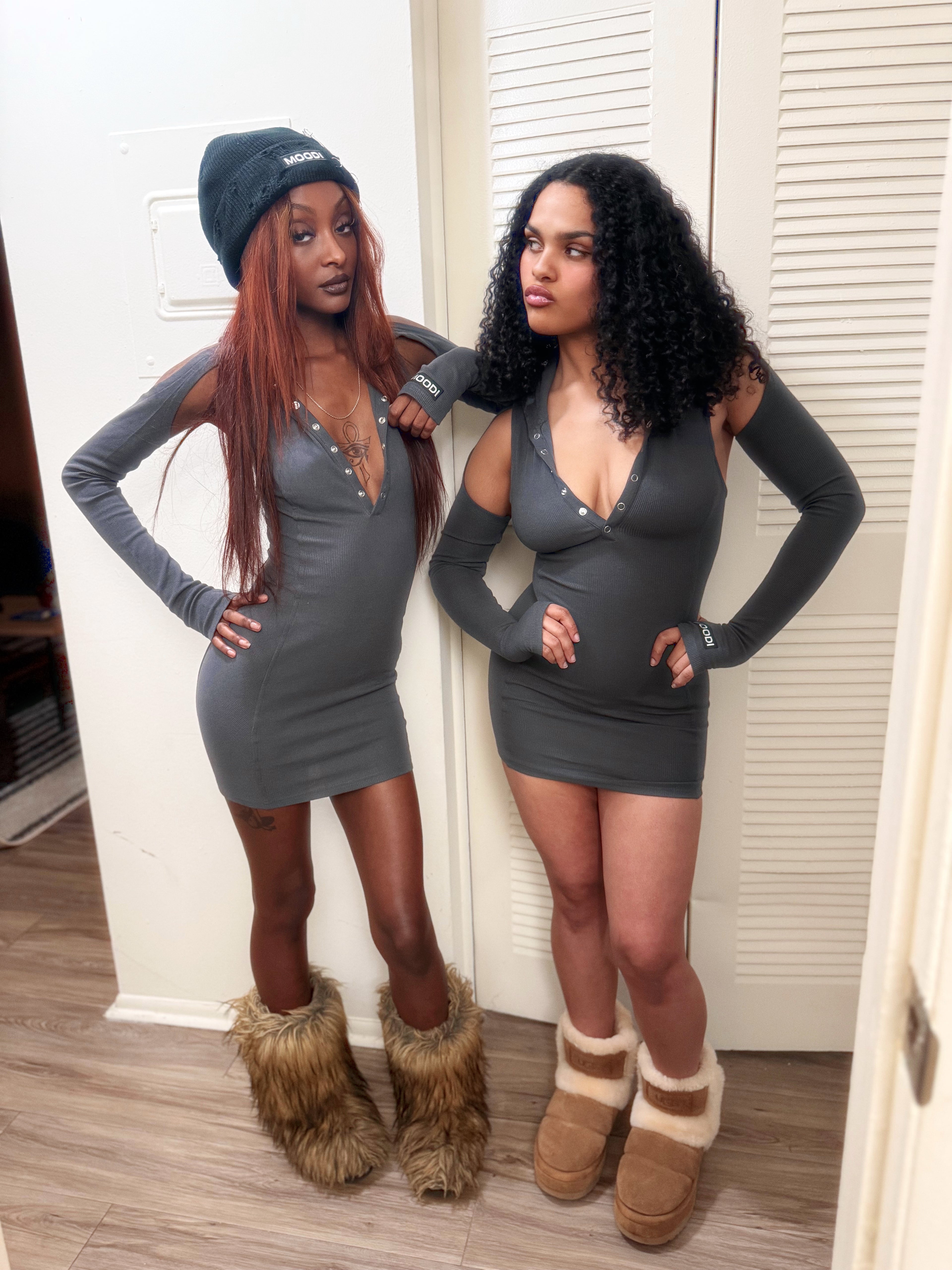 Jacie Ribbed Hoodie Mini Dress